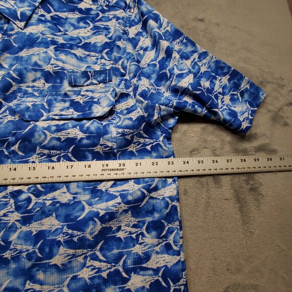 Clear Water Outfitters Quick Dry Shirt Small Marlin Fish Graphic Blue White Mn L - Picture 11 of 12